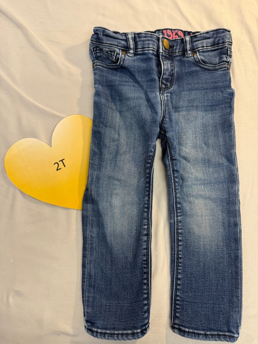 GAP - Kids Baby 1969 Blue Denim with Pink Embroidery